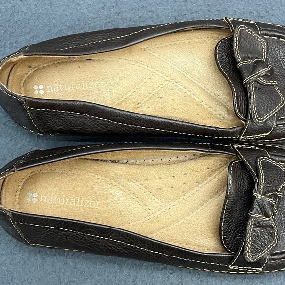 Naturalizer Levity Brown Bow Leather Slip On Comfort Driving Loafer Women 7.5 - Picture 6 of 8